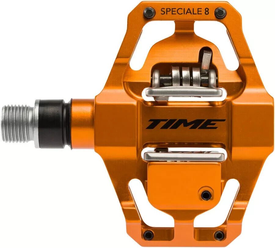 Time SPECIALE 8 Pedals: Dual Sided Clipless w/ Platform, Aluminum, 9/16", Orange