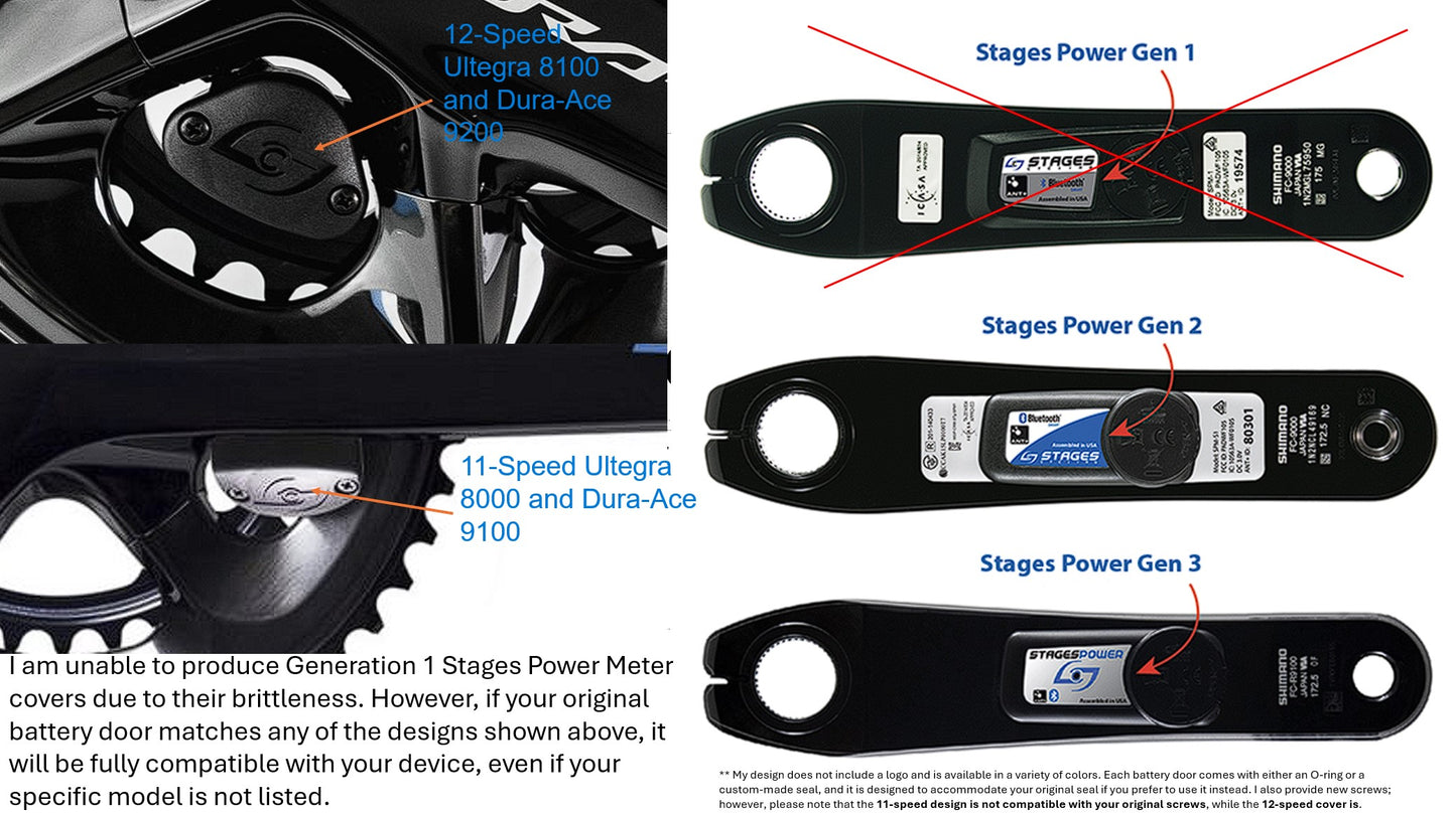 Stages Power Meter 12 Speed Shimano Right Side Crank Arm Battery Door Cover Black